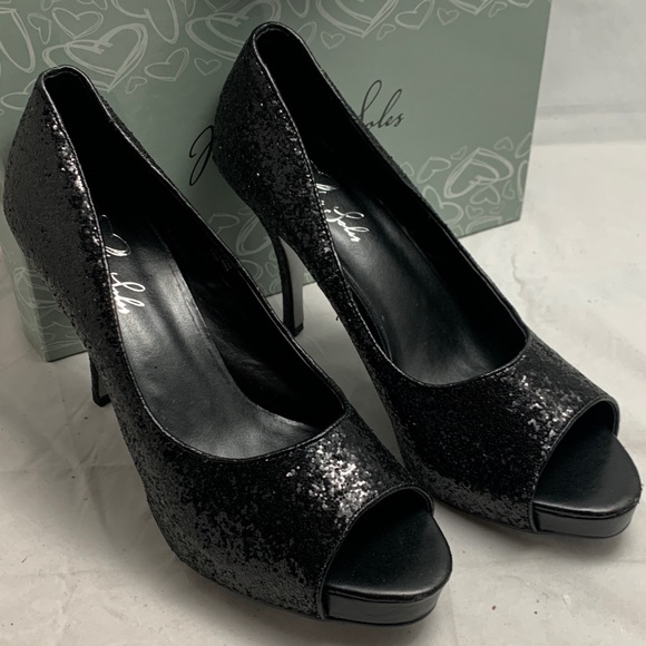 NEW 11M Romantic Soles Black Glitter platform heel - Picture 2 of 8